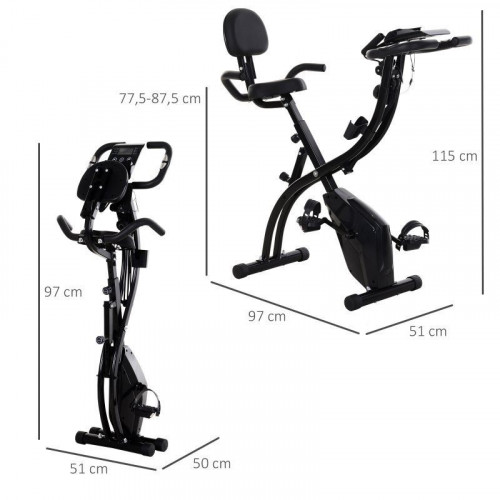 HomCom Bicicleta Estática Plegable 2 en 1 Negro