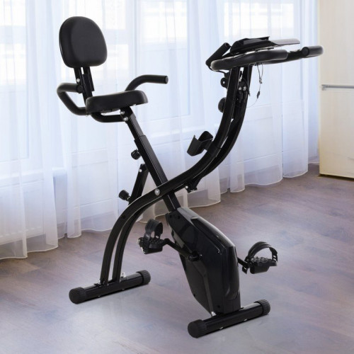 HomCom Bicicleta Estática Plegable 2 en 1 Negro