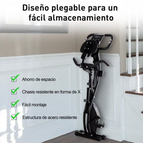 HomCom Bicicleta Estática Plegable 2 en 1 Negro
