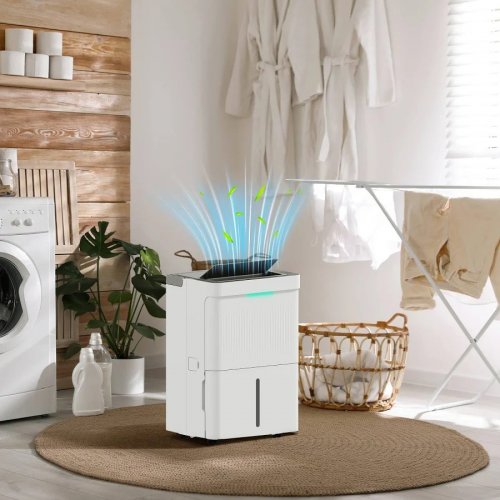 HOMCOM Deshumidificador 35L/día Depósito de Agua 5,5L Pantalla LED Temporizador 24 H Bloqueo Infantil hasta 40-100m2