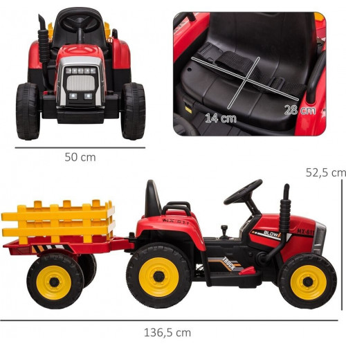 HomCom Electric Tractor with Trailer