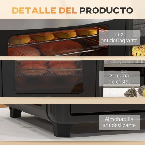 HOMCOM Horno Eléctrico Multifunción de Sobremesa de 30L 1600W