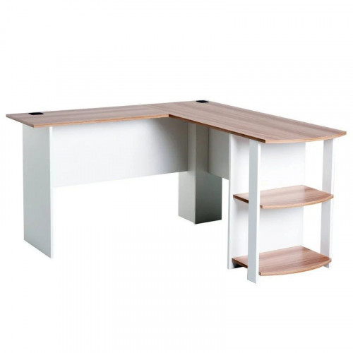 Homcom Mesa Esquinera Oficina 136x130x72cm Blanca/Madera