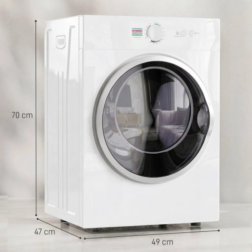 HOMCOM Mini Secadora Portátil 4,8 kg 1020W Calentamiento PTC Temporizador Blanca