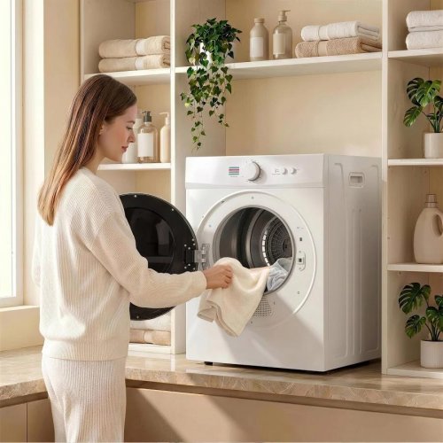 HOMCOM Mini Secadora Portátil 4,8 kg 1020W Calentamiento PTC Temporizador Blanca