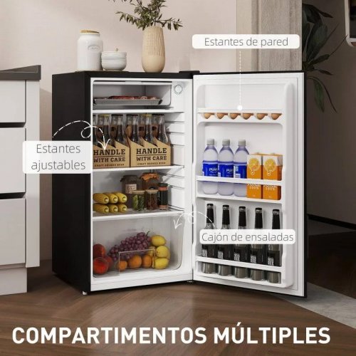 HOMCOM Nevera Pequeña Silenciosa 91 L Temperatura Regulable 5 Niveles