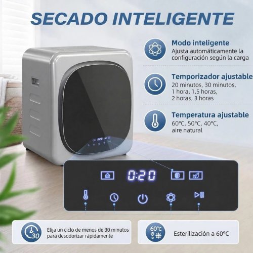 HOMCOM Secadora de Evacuación 2,5 kg 800 W con Pantalla Táctil Control de Tiempo y Temperatura Función Antiarrugas