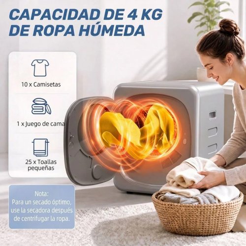 HOMCOM Secadora de Evacuación 2,5 kg 800 W con Pantalla Táctil Control de Tiempo y Temperatura Función Antiarrugas