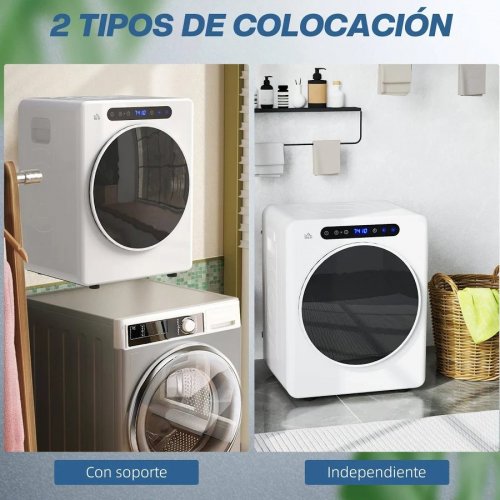 Homcom Secadora de Evacuación 3 kg 1000w Función Antiarrugas Blanco