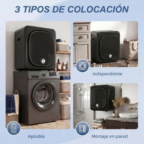 Homcom Secadora de Evacuación 3 kg Secadora de Ropa 800w