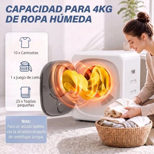 HOMCOM Secadora de Evacuación 4 kg 800W con Pantalla Táctil Control de Tiempo y Temperatura Función Antiarrugas