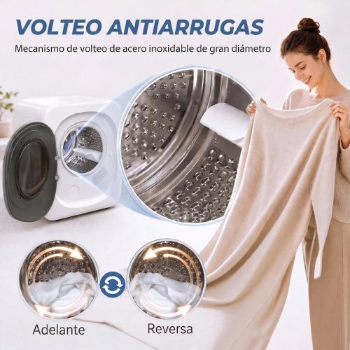 HOMCOM Secadora de Evacuación 4 kg 800W con Pantalla Táctil Control de Tiempo y Temperatura Función Antiarrugas