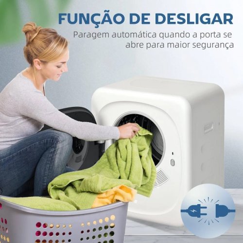 HOMCOM Secadora de Evacuación 4 kg 800w Función Antiarrugas Blanco