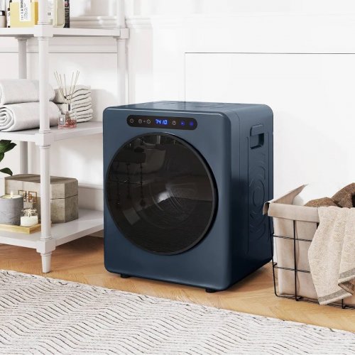 HOMCOM Secadora de evacuación 5 kg 1000W compacta independiente de carga frontal con tambor de acero inoxidable