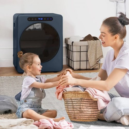 HOMCOM Secadora de evacuación 5 kg 1000W compacta independiente de carga frontal con tambor de acero inoxidable