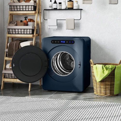 HOMCOM Secadora de evacuación 5 kg 1000W compacta independiente de carga frontal con tambor de acero inoxidable