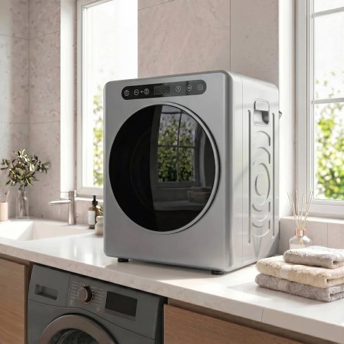 HOMCOM Secadora de Evacuación Secadora Eléctrica 1000W 3 kg con 6 Modos de Secado Temporizador en Acero Inoxidable
