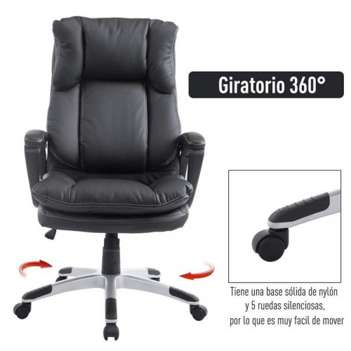 HomCom Silla de Oficina Negra