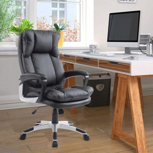 HomCom Silla de Oficina Negra