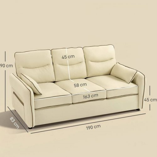 HomCom Sofá 3 plazas 190x83x90 cm