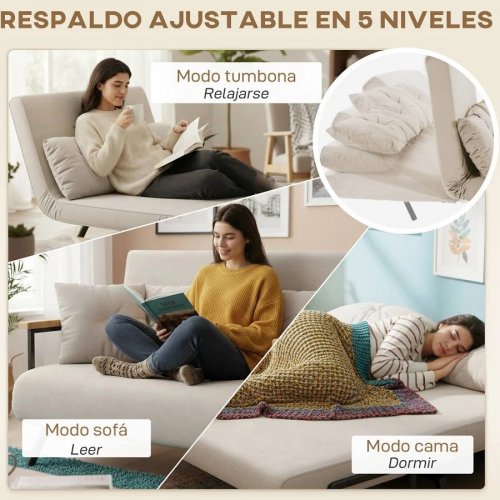 Homcom Sofá Cama 3 en 1 Respaldo Ajustable 2