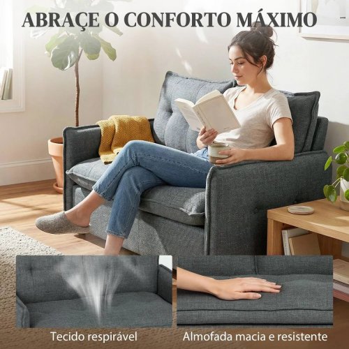 HOMCOM Sofá de 2 Plazas Tapizado en Lino con Acolchado Grueso