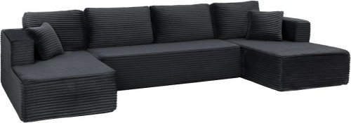 HOMCOM sofá modular en U con 2 chaiselongues sofá cama de pana con espuma de alta densidad y asiento con muelles