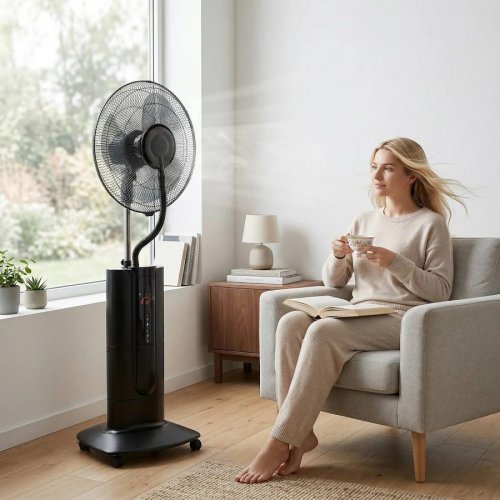 HOMCOM Ventilador de Pie 3 en 1 Oscilante con Nebulizador de Agua
