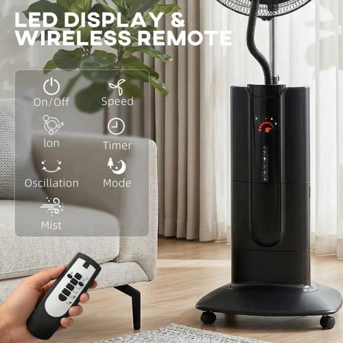 HOMCOM Ventilador de Pie 3 en 1 Oscilante con Nebulizador de Agua
