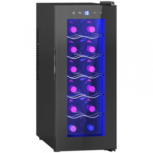 Homcom Vinoteca 12 Botellas Temperatura Ajustable 8-18℃ Negro