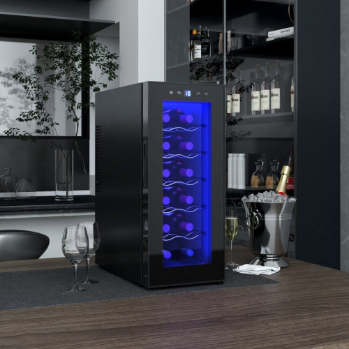 Homcom Vinoteca 12 Botellas Temperatura Ajustable 8-18℃ Negro