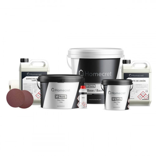 HOMECRET | Kit Completo de Microcemento para MUEBLES/ENCIMERAS | Listo al Uso | Efecto Cemento | 5 m² - Color CREAM