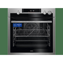 Horno a vapor - AEG BSE572360M, Multifunción, Pirolítico, 72 l, Sonda térmica, 60 cm, Inox