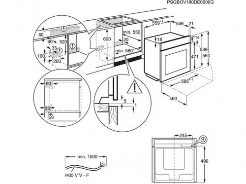 Horno a vapor - Electrolux EOB8S39X, Multifunción, Limpieza por vapor, 70 l, Sonda térmica, Pantalla táctil, 60 cm, Negro