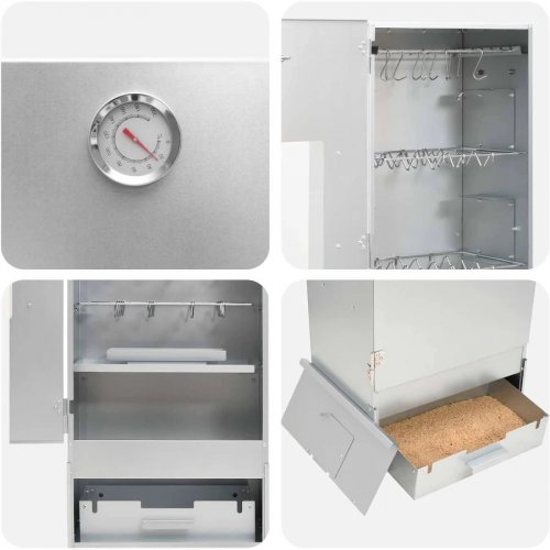Horno Ahumador 3 Pcs Plateado Acero galvanizado Vidaxl