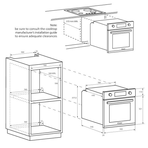 Horno convencional Candy con 4 funciones - FIDC X100 Inox