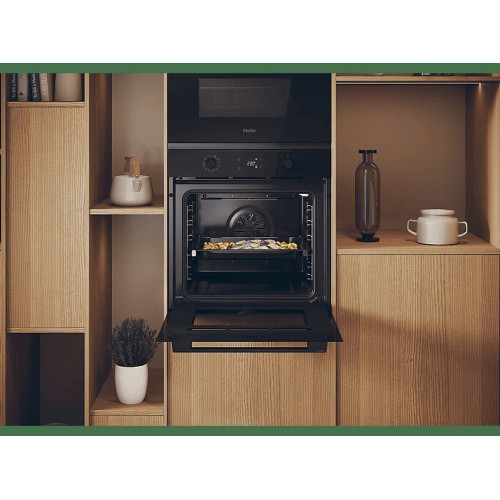 Horno - Haier H6 ID2P5B3YTB, Multifunción, Pirolítico y por agua, 78 l, Cavidad XXL, 60 cm, Negro