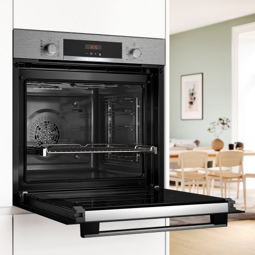 Horno multifunción Bosch Serie 4 limpieza pirolítica e hidrolítica, con función vapor - HQA574ES3 Inox / Negro