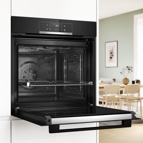 Horno multifunción Bosch Serie 4, Pirólisis, Función AirFry, HBA572EB3 Negro