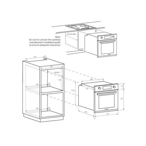 Horno multifunción Candy con 5 funciones, guía telescópica Idea - FIDC X532 Negro