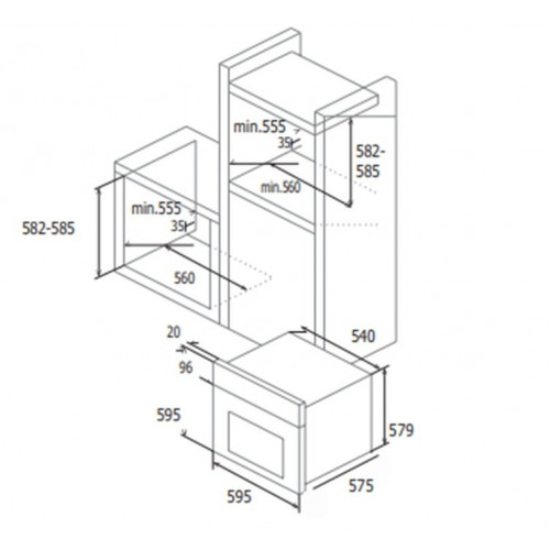 Horno multifunción CATA MHDS 706 BK VR01 72L 3.4kW negro Clase A