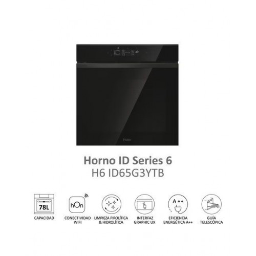 Horno multifunción Haier WIFI, limpieza pirolítica, guía telescópica - H6 ID65G3YTB Negro