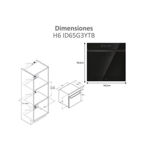 Horno multifunción Haier WIFI, limpieza pirolítica, guía telescópica - H6 ID65G3YTB Negro