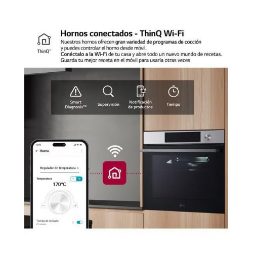 Horno multifunción LG pirolítico, 76 l, display LCD con mando giratorio, función Instaview - WSED7612S Acero Inox