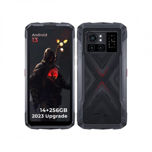 HOTWAV Cyber X 2023 Móvil Resistente Android 13,14GB+256GB (TF 2TB), 6,78″ FHD+con 0,95″ Pantalla Trasera,10200mAh (33W) Telefono Movil 64MP+16MP IP68&IP69K 4G Dual SIM Smartphone OTG/NFC/GPS – Desprecintado