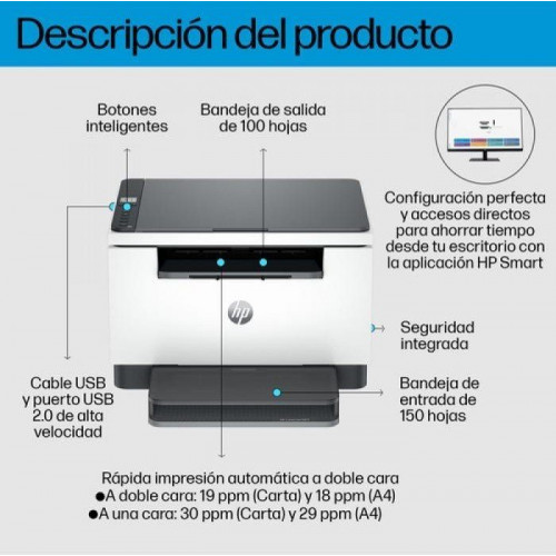 HP LASERJET MFP M234D Blanca-Gris - Impresora Multifunción