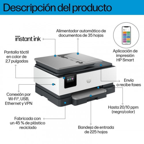 HP OfficeJet Pro 8125e Impresora Multifunción Color WiFi Dúplex