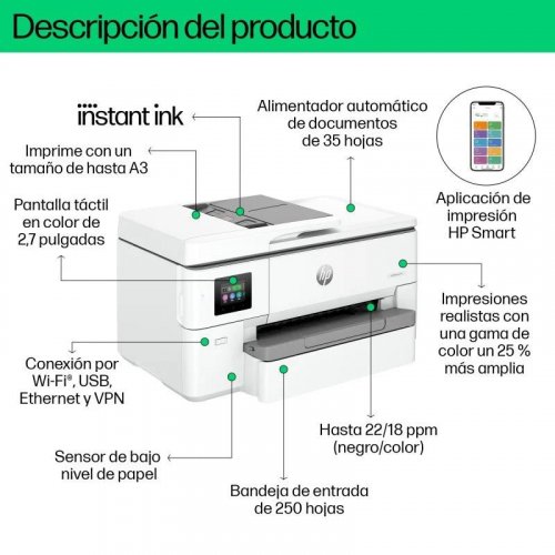 HP OfficeJet Pro 9720E Impresora Multifunción Color Wifi Dúplex + 3 Meses Gratis Instant Ink con HP+