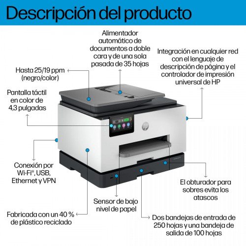 HP OfficeJet Pro OfficeJet Pro 9130b Inalámbrico All-in-One Color Impresora, Impresión a doble cara; Copiadora y escáner Thermal Inkjet Wifi Dúplex