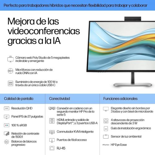 HP Series 5 Pro 527pm Monitor QHD USB-C 27 pulgadas